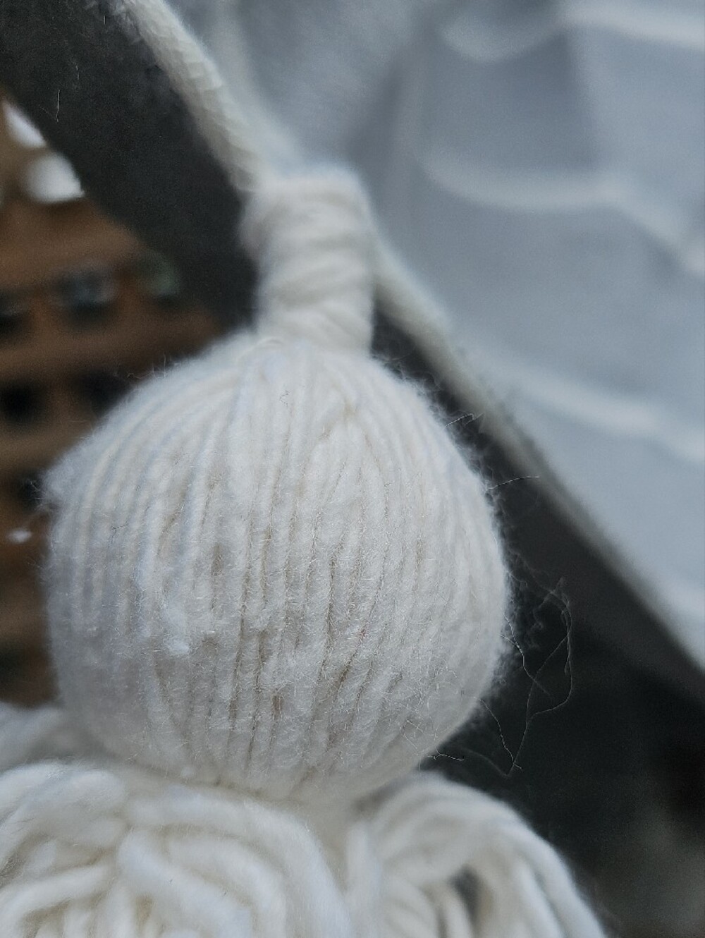 Gray Striped Tassel Queen Pom Pom  Blanket - Picture 6 of 9